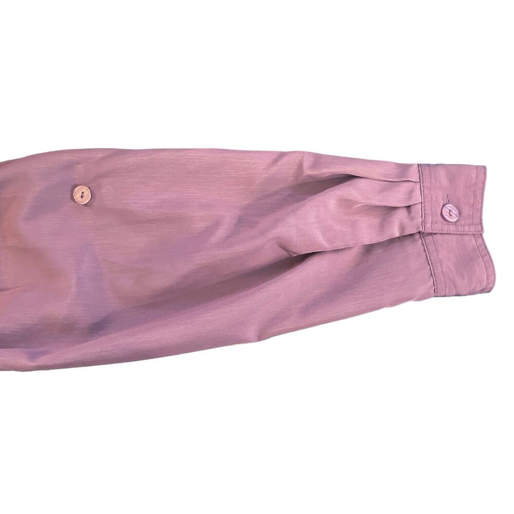 Only Necessities Women’s Purple Shimmer Roll-Sleeve Button-Up Blouse 16W VINTAGE - Picture 4 of 6